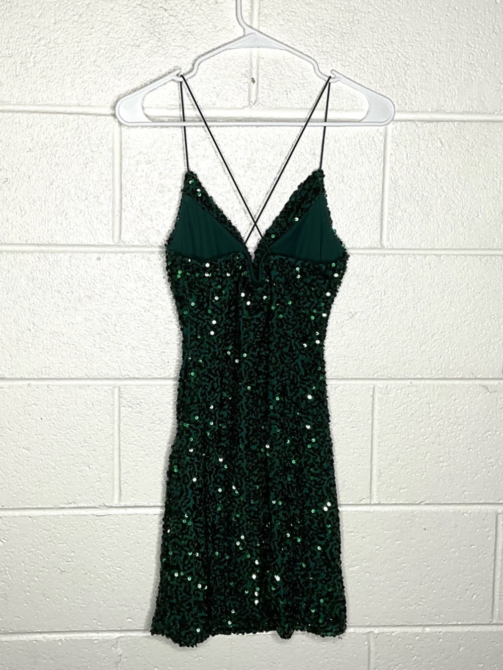 < B. Darlin Dark Green Sequin Embellished Formal Mini Dress > - Picture 3 of 3